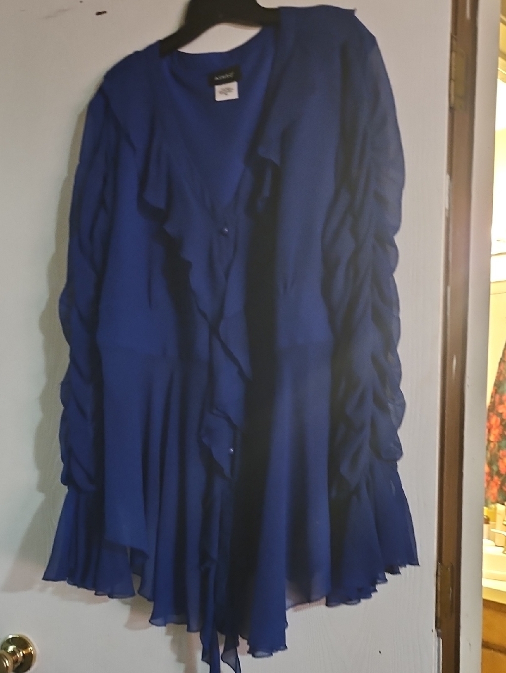 Ashro Royal Blue Ruffled Chiffon Top